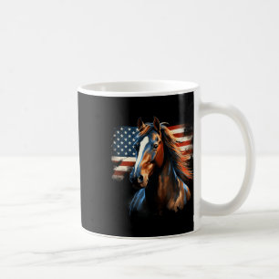 Caneca De Café Cavalo Patriótico Americano Bandeira Horseback Win