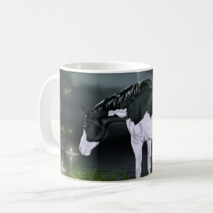 Caneca De Café Cavalo Pintado Overo Moldura Preto e Branco Arte O