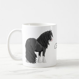 Caneca De Café Cavalo Preto e Branco Vanner Cigano Tinker