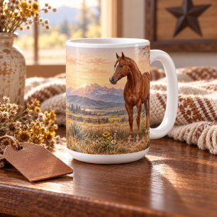 Caneca De Café Cavalo Quarto de Milha Sorrel Ocidental Personaliz