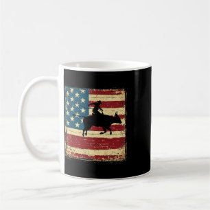 Caneca De Café Cavalo Rodeio Patriótico Cavaleiro de Touro EUA Am