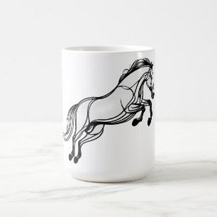 Caneca De Café Cavalo Salto Negro E Branco