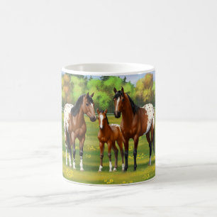 Caneca De Café Cavalos Appaloosa De Baía Castanha Em Pastas De Ve