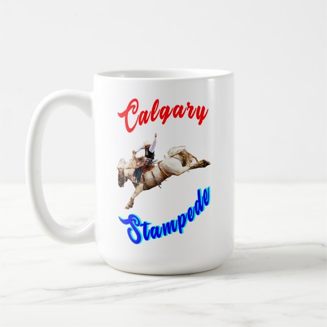 Caneca De Café Cavalos Calgary Canada Cavaleiros julho Cavaleiros (Esquerda)