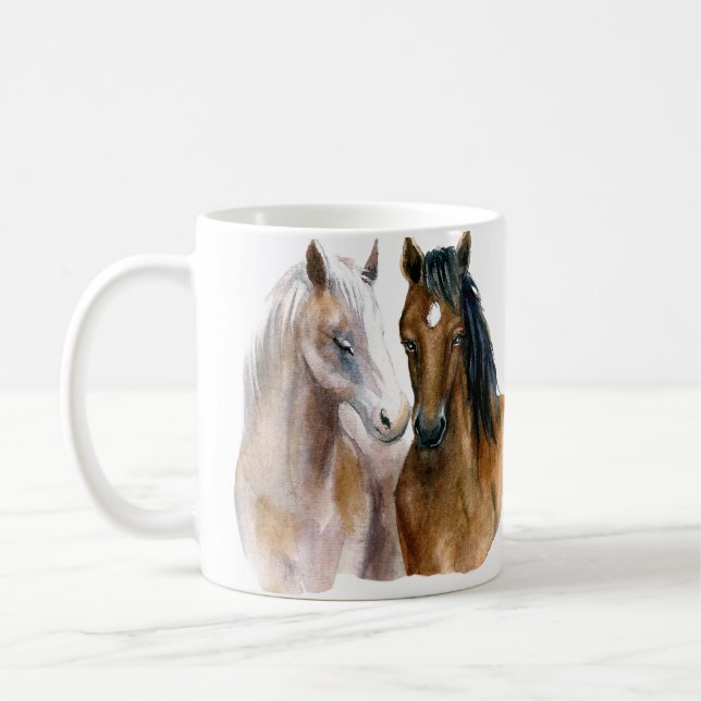 Caneca De Café Cavalos de Aquarela (Esquerda)