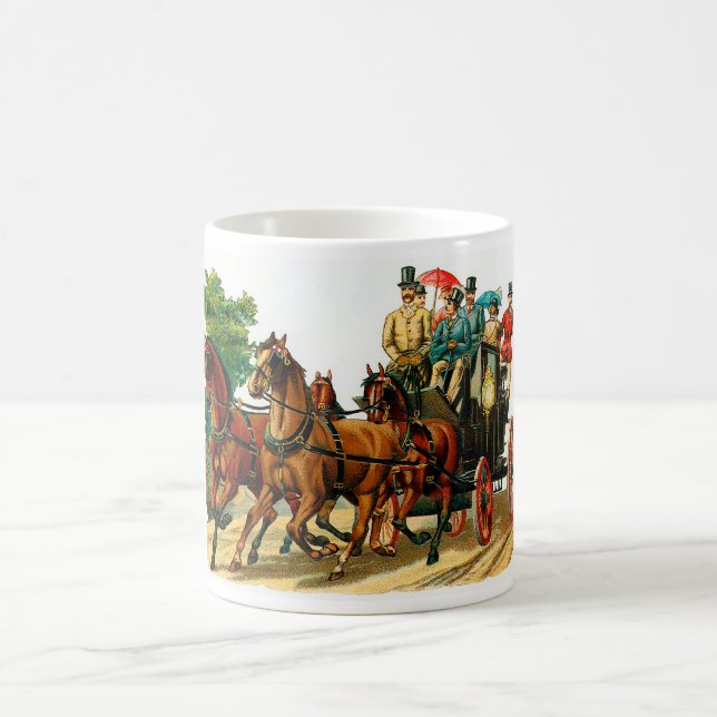 Caneca De Café Cavalos de colheita e carruagem (Centro)