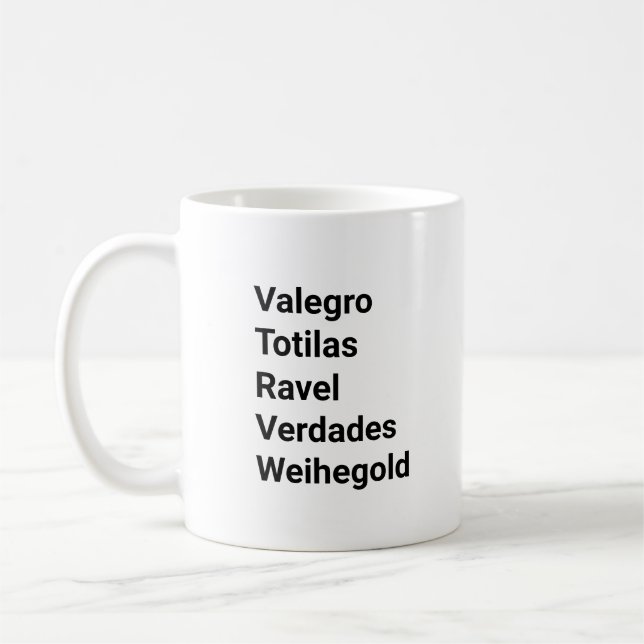 Caneca De Café Cavalos de dressage famosos nomes equestres (Esquerda)