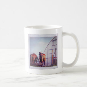 Caneca De Café Cavalos De Rascunho Prontos Para Trabalho