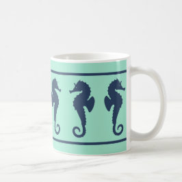 Caneca De Café Cavalos do Mar de marinho e Aqua