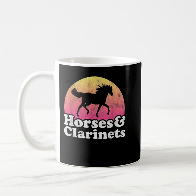 Caneca De Café Cavalos e Clarinet Mulheres ou Raparigas Cavalos C (Esquerda)