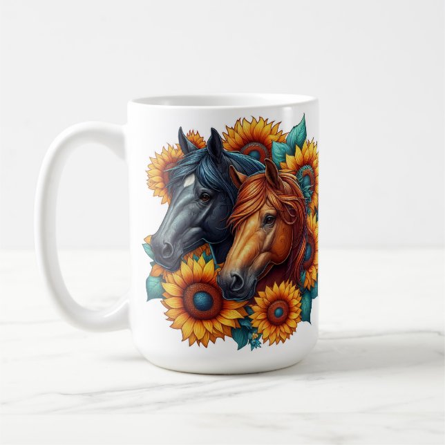 Caneca De Café Cavalos e girassóis (Esquerda)