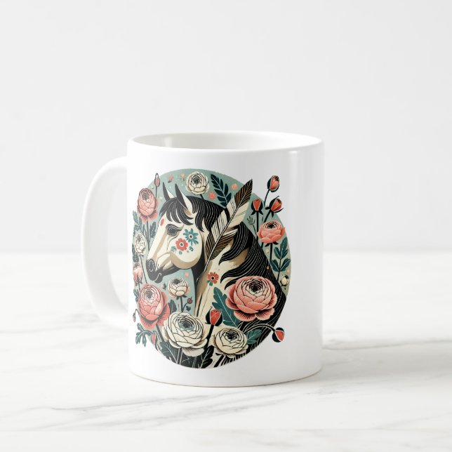Caneca De Café Cavalos e Penas (Frente Esquerda)