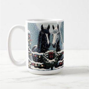 Caneca De Café Cavalos Festivos   Feliz Natal