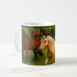 Caneca De Café Cavalos Galopando Natureza