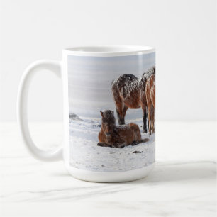 Caneca De Café Cavalos islandeses cobertos de neve