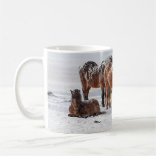 Caneca De Café Cavalos islandeses cobertos de neve