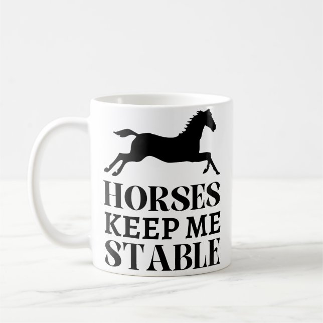 Caneca De Café Cavalos Me Mantêm Estável Corra Cavalgada Engraçad (Esquerda)