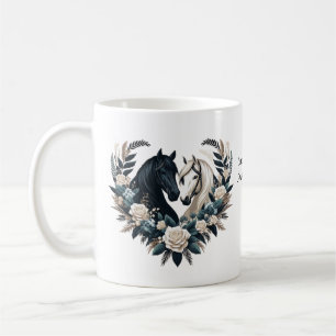 Caneca De Café Cavalos Negros e Brancos do País no Amor