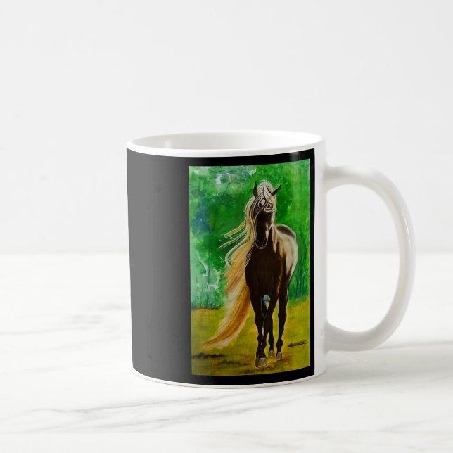 Caneca De Café Cavalos Negros Vermelhos Cavalos Cavalos Andando C (Direita)