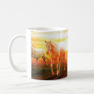Caneca De Café Cavalos no pôr do sol 