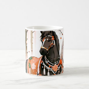 Caneca De Café Cavalos numa Floresta Vermelha