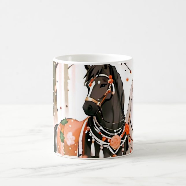 Caneca De Café Cavalos numa Floresta Vermelha (Centro)