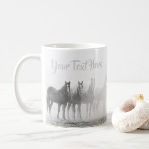 Caneca De Café Cavalos Pretos e Brancos Oeste