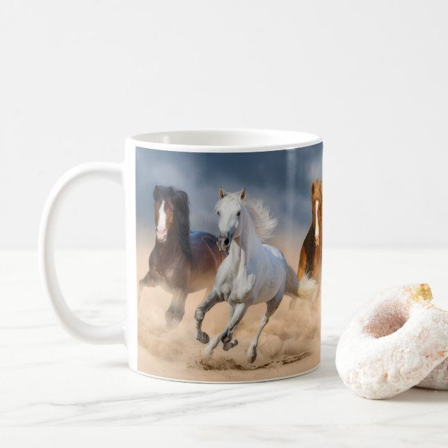Caneca De Café Cavalos Selvagens (Com Donut)