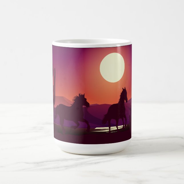 Caneca De Café Cavalos Selvagens do Deserto Sunset Correndo (Centro)