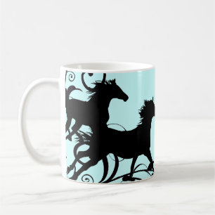 Caneca De Café Cavalos selvagens pretos
