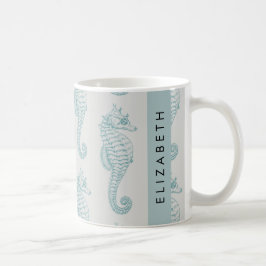 Caneca De Café Cavalos Tropicais, Padrão De Cavalo-Marinho, Seu N