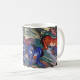 Caneca De Café  Cavalos Vermelhos e Azuis 