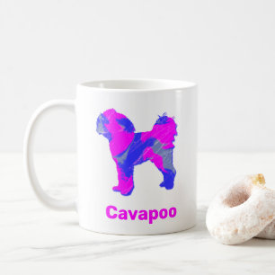 Caneca De Café Cavapoo Crazy Hot Pink e Blue Coffee Mug