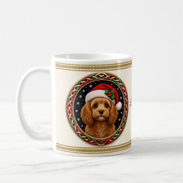 Caneca De Café Cavapoo Natal Personalizado Cachorro (Esquerda)