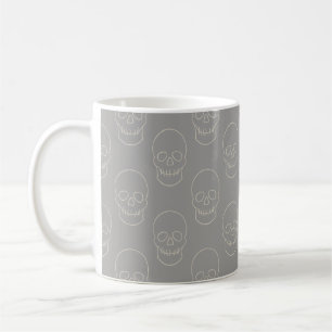 Caneca De Café Caveira - Cinza fantasma e branco ósseo