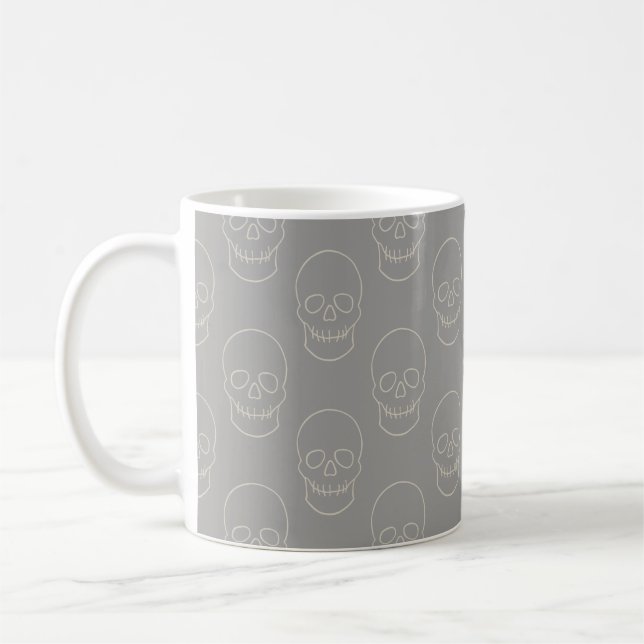 Caneca De Café Caveira - Cinza fantasma e branco ósseo (Esquerda)