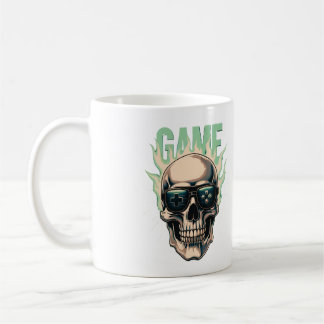 Caneca De Café Caveira de Gamer em Chamas – Poder de Jogos Retrô