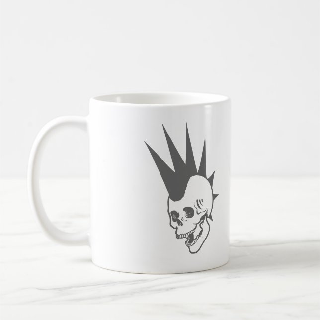 Caneca De Café Caveira de Punk Personalizável (Esquerda)