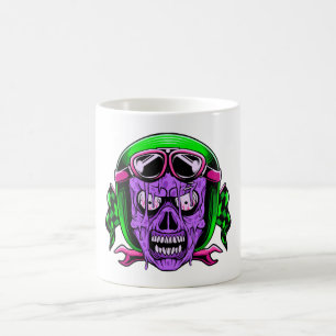 Caneca De Café Caveira de Zumbi Montado em Neon Derretido