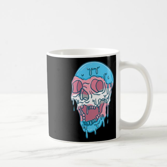 Caneca De Café Caveira do Orgulho Trans Derramando Transgênero  (Direita)