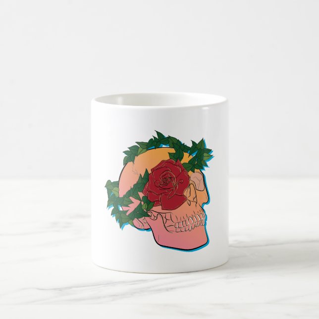 Caneca De Café Caveira e Rosa (Centro)
