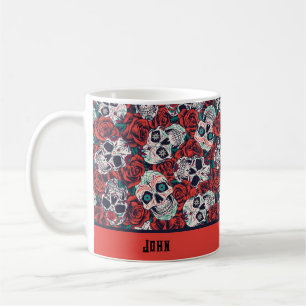 Caneca De Café Caveira e Rosas