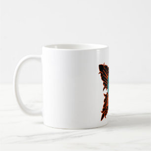 Caneca De Café Caveira Gótica com Espada e Design Tribal Fiery
