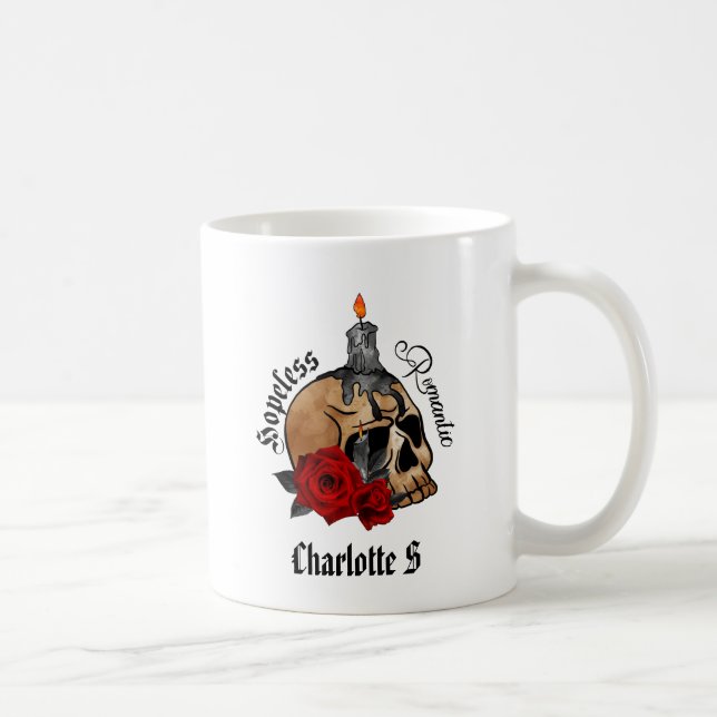 Caneca De Café Caveira Gótica Sem Esperança Romântica (Direita)