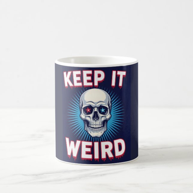 Caneca De Café Caveira Mantenha-se Estranha  (Centro)