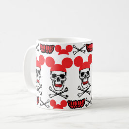Caneca De Café Caveira no chapéu com mouse-ouvido com X-Bone