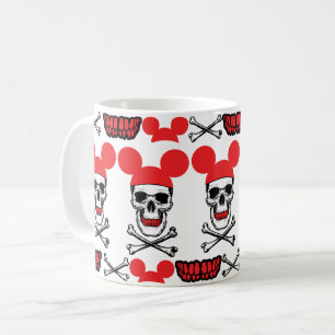 Caneca De Café Caveira no chapéu com mouse-ouvido com X-Bone