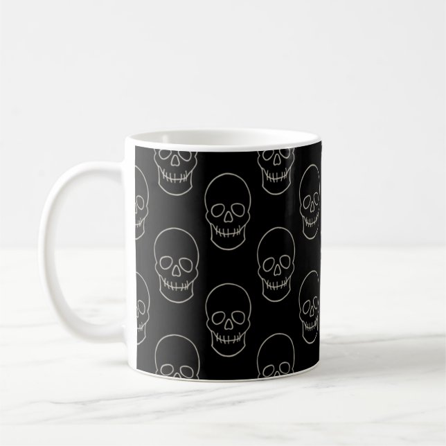 Caneca De Café Caveira - Preto-Bato e Branco-Osso (Esquerda)