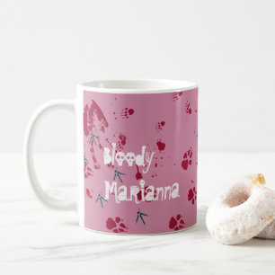 Caneca De Café Caveira Sangrenta Vestígios de Sangue Nome Hallowe