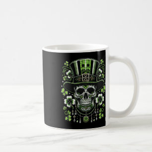 Caneca De Café Caveira Usando Chapéu St Patricks Irlandeses Homen